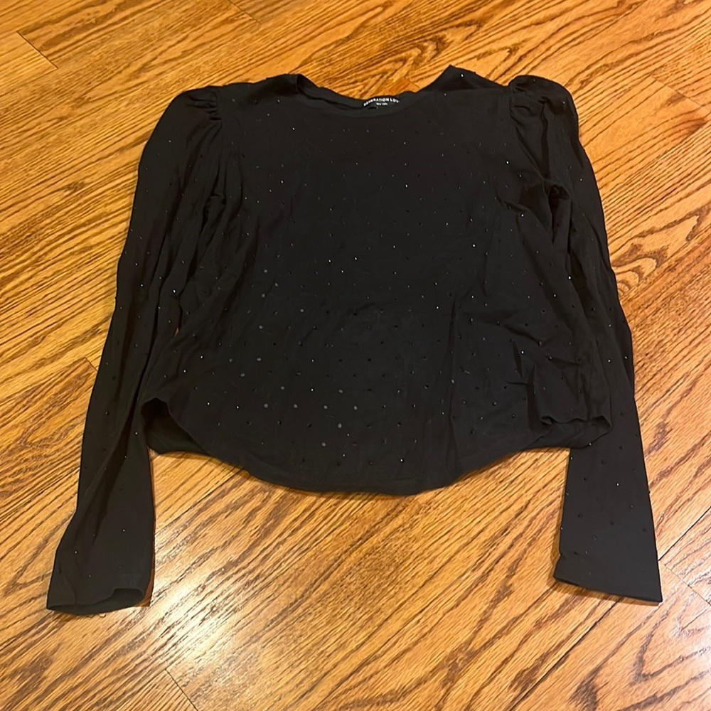 Generation Love Woman’s Black Top With Gems Size M
